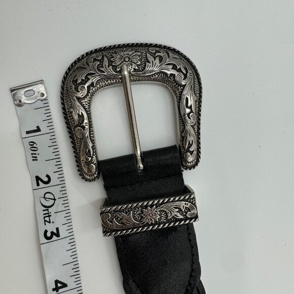 Omega Woven Leather Belt With Ornate Silver Buckle Size Large - Picture 9 of 11